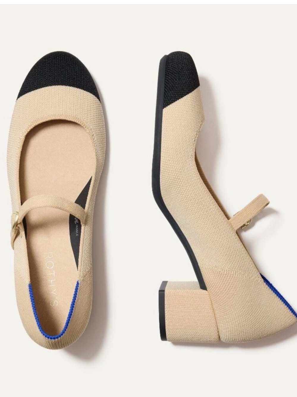 Rothy's Mary Jane Wren Captoe Block Heel Pump Balletcore Career Workwear